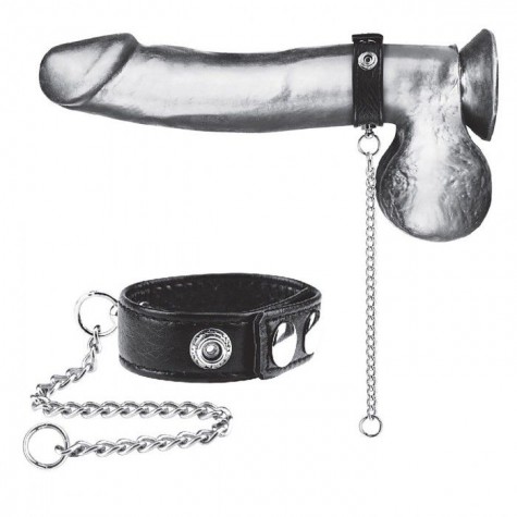 Утяжка на пенис с поводком Snap Cock Ring With 12" Leash